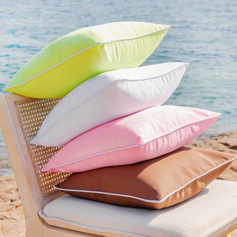 Phantoscope Pack of 2 Outdoor Waterproof Solid Throw Decorative Pillow Cover Decorative Square Outdoor Pillows Cushion Case Patio Pillows for Couch Tent Sunbrella (18''x18''  Pink) - Image 5